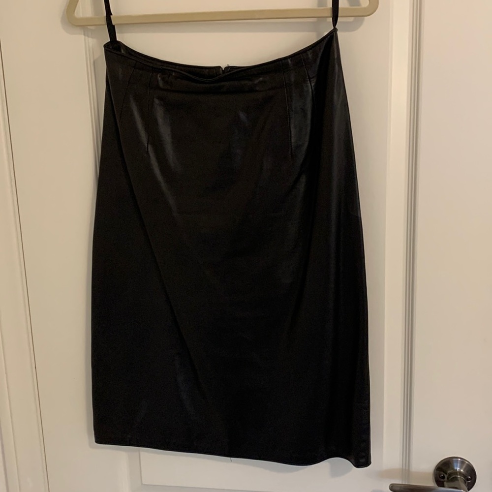 Leather skirt.